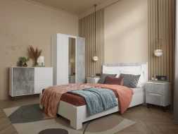 Тумба прикроватная Ливерпуль, белый / бетон светлый