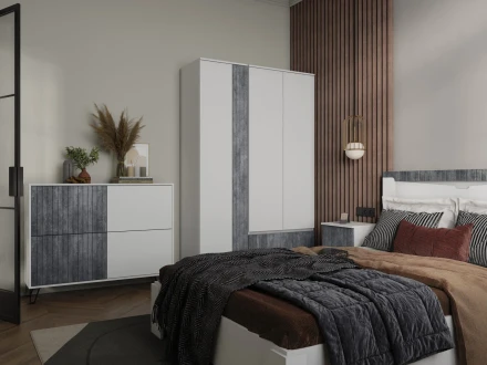 Комод Ливерпуль, белый/бетон темный 